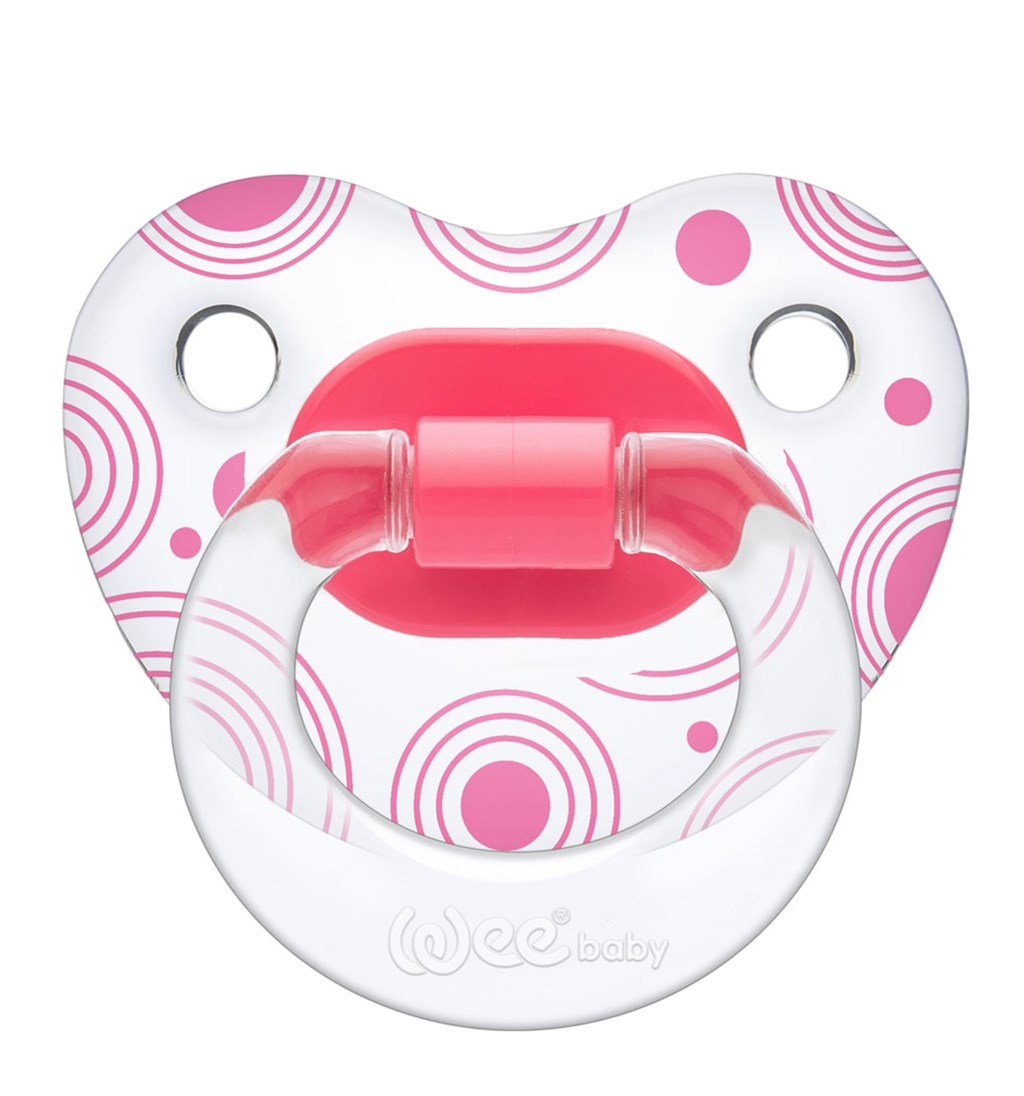WEE BABY ŞEFFAF DESENLİ GÖVDELİ DAMAKLI EMZİK 0-6AY NO.1 - PEMBE