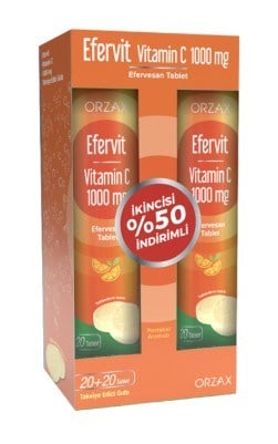 Efervit Vitamin C 1000 mg 20 Efervesan Tablet İkincisi %50 İndirimli