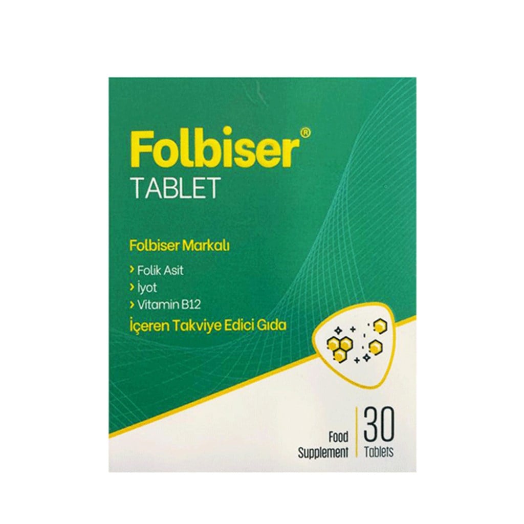 Folbiser Folik Asit İyot Vitamin B12 30 Tablet