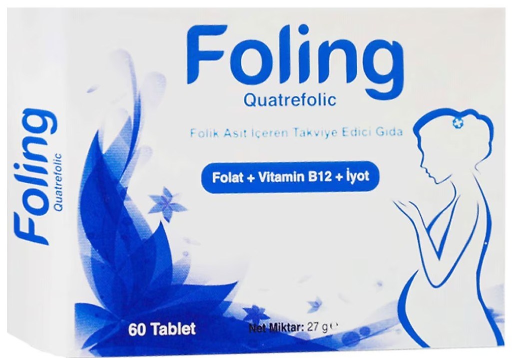 Foling Folat ve Vitamin B12 İçeren Takviye Edici Gıda 60 Tablet