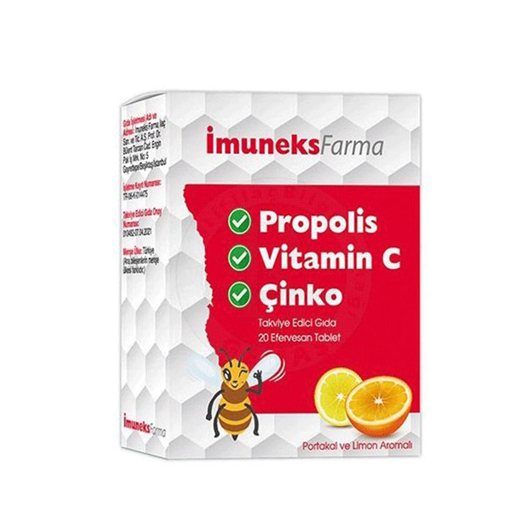 İmuneks Propolis , Vitamin C ve Çinko 20 Tablet