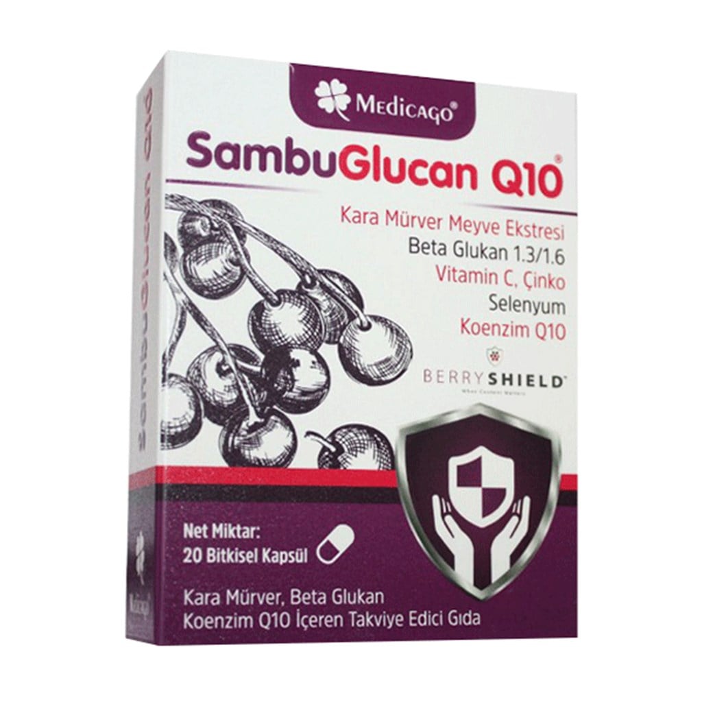 Medicago Sambuglucan Q10 Kara Mürver Ekstresi 20 Bitkisel Kapsül