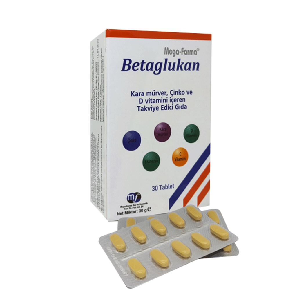 Mega Farma Betaglukan İçeren Takviye Edici Gıda 30 Tablet