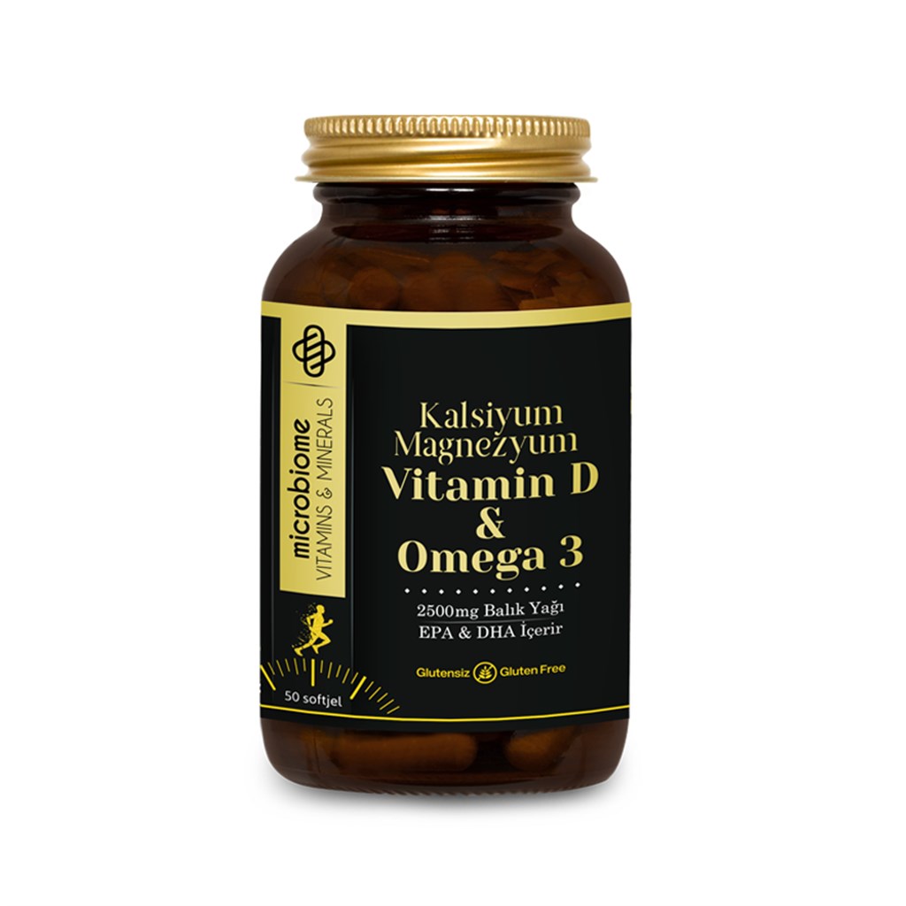 Microbiome Omega 3 & Vitamin D &  Kalsiyum & Magnezyum 50 Softjel