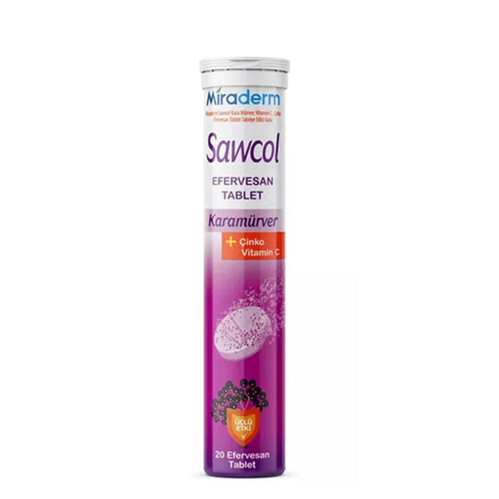 Miraderm Sawcol Karamürver + Çinko Vitamin C 20 Efervesan Tablet
