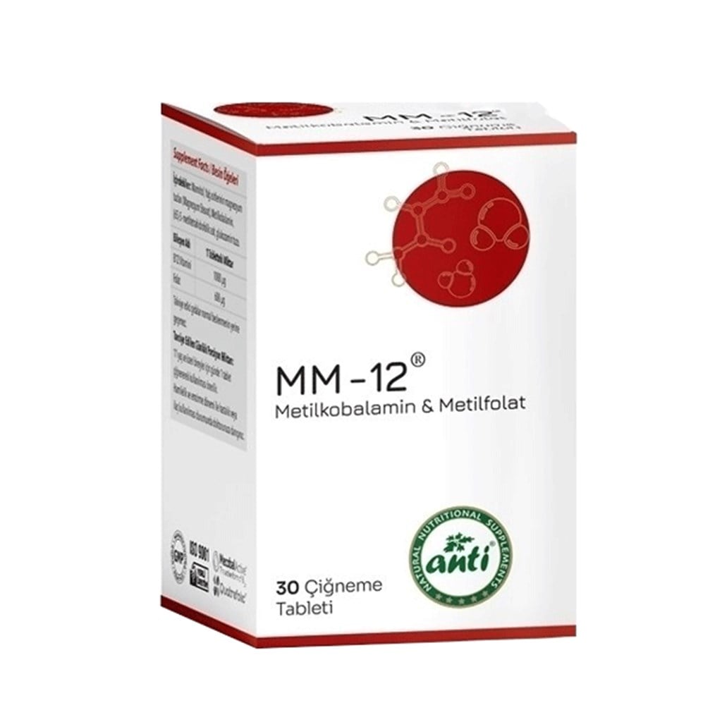 MM-12 Metilkobalamin & Metilfolat 30 Çiğneme Tablet