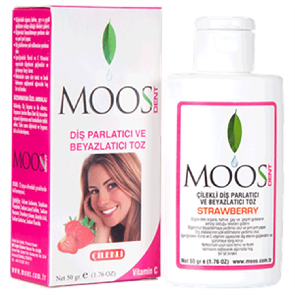 Moos Diş Parlatıcı ve Beyazlatıcı Toz Çilekli 50 gr