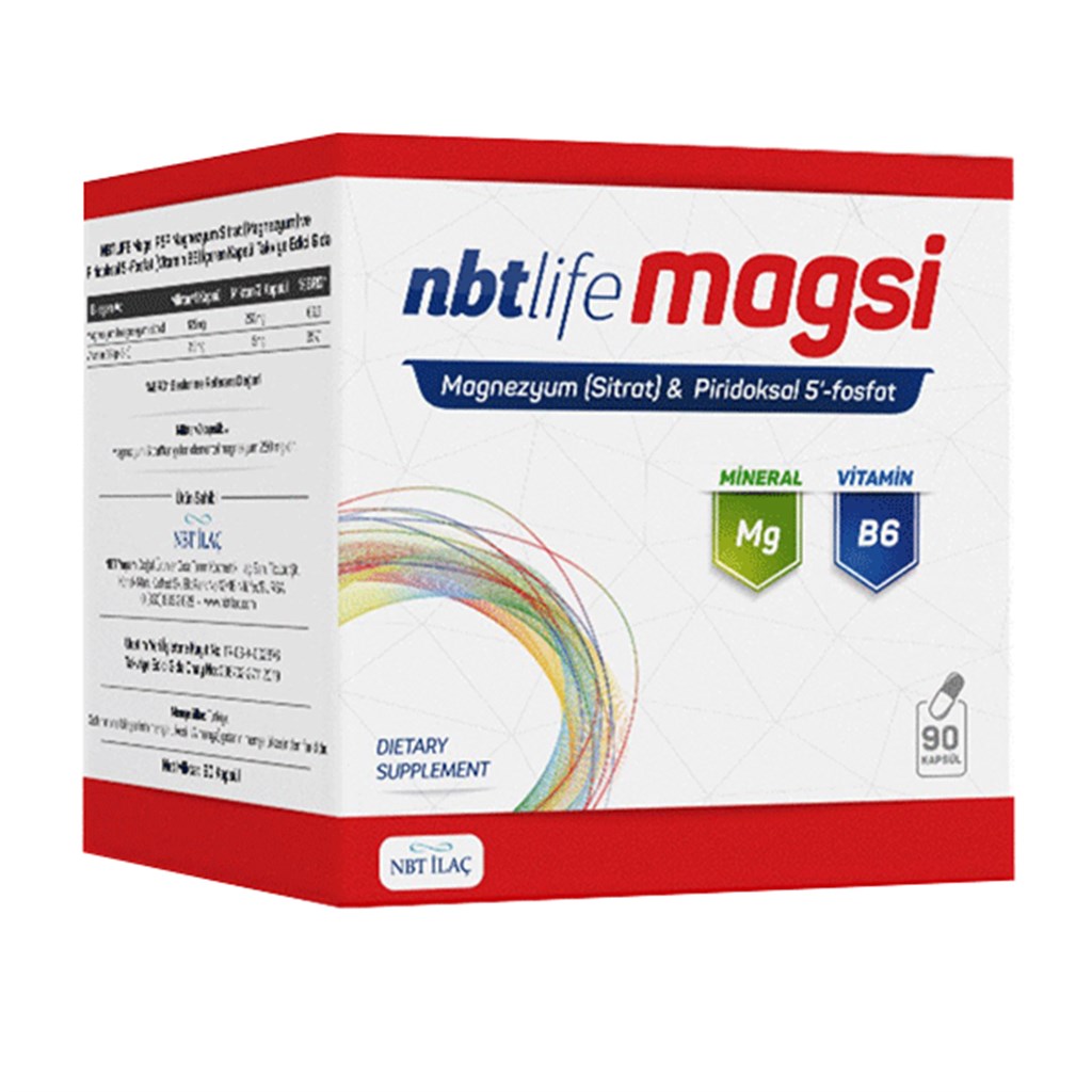 NBT Life Magsi -Magnezyum Sitrat + Piridoksal 5 Fosfat 90 Kapsül