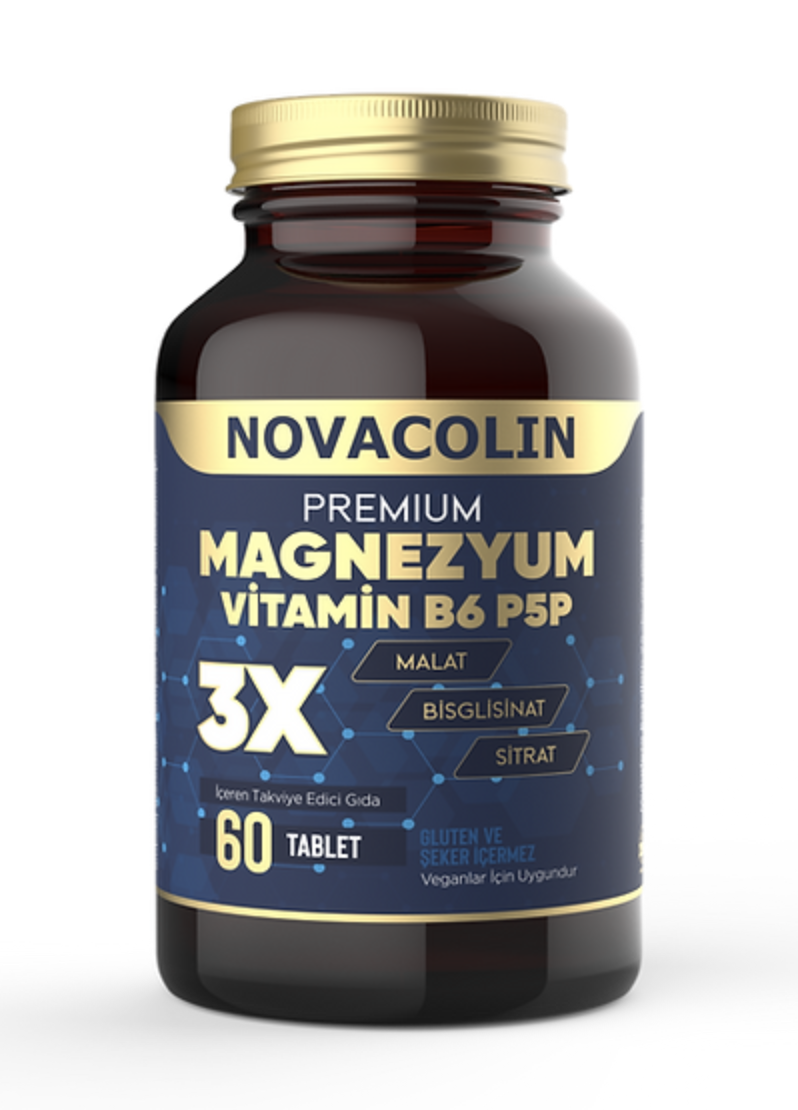 Novacolin Premium Magnezyum Vitamin B6 P5P 3X 60 Tablet