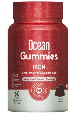 Ocean Gummies İron Demir 60 Çiğnenebilir Jel