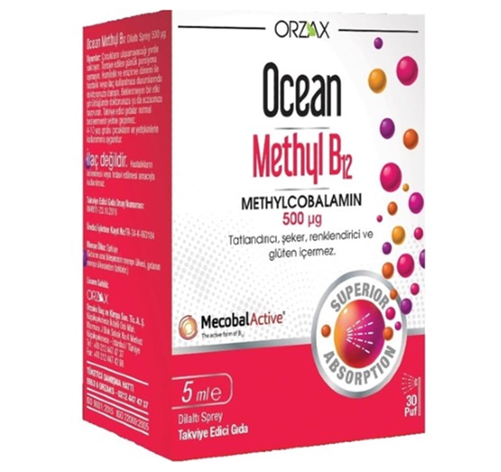 Ocean Methyl B12 500 mcg 5 ml Dilaltı Sprey