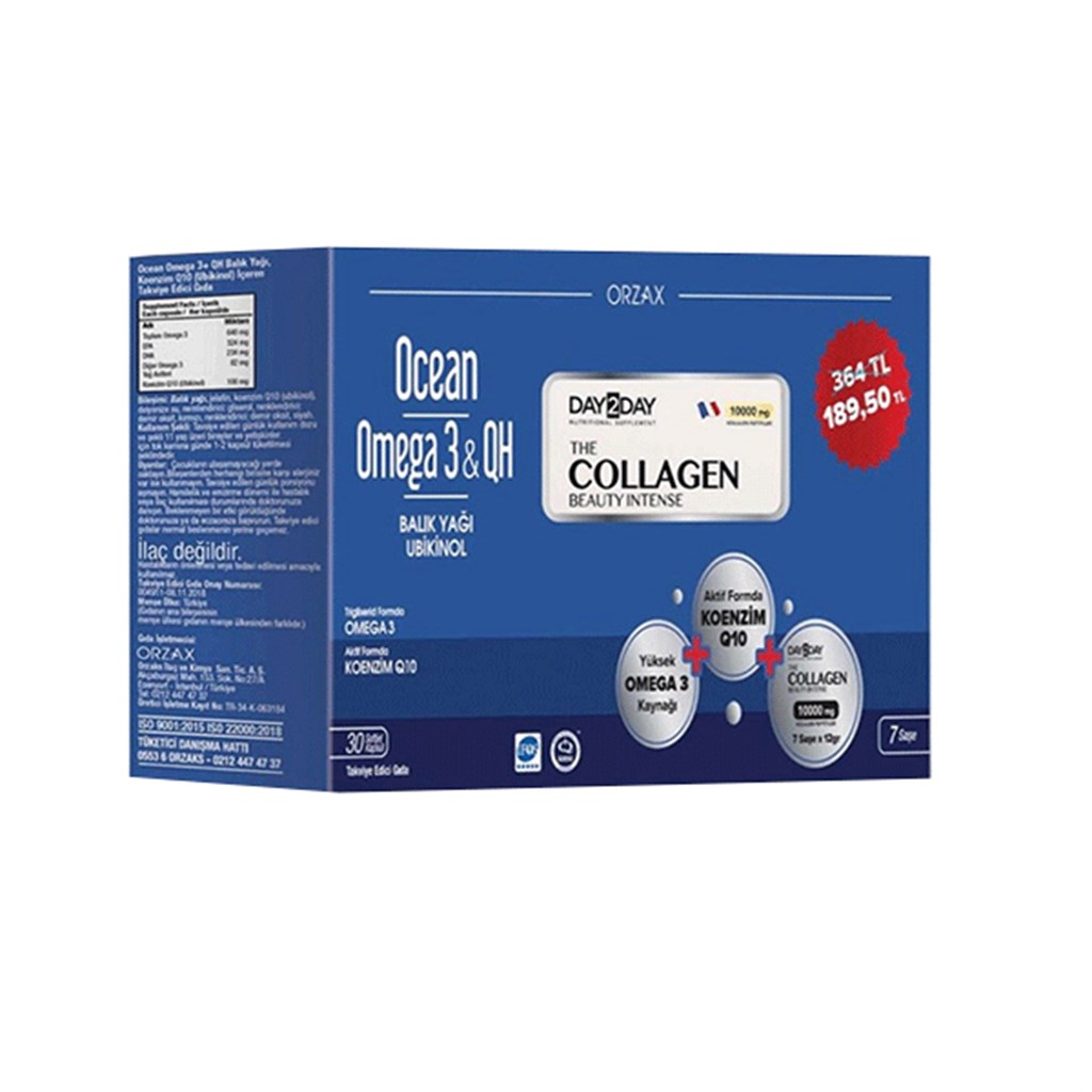 Ocean Omega 3 & QH 30 Kapsül + Day2Day The Collagen Beauty İntense 7 Saşe