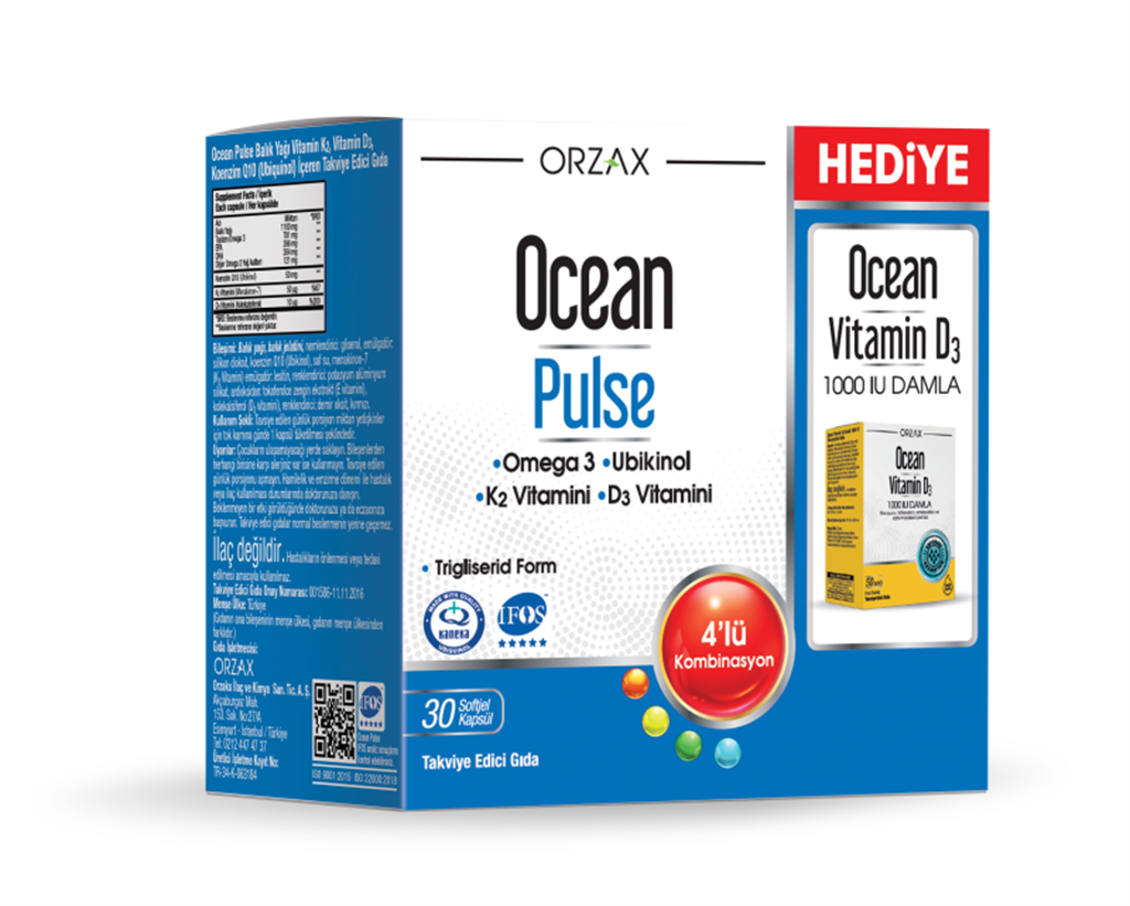 Ocean Pulse 30 Kapsül (Ocean Vitamin D Damla Hediyeli)
