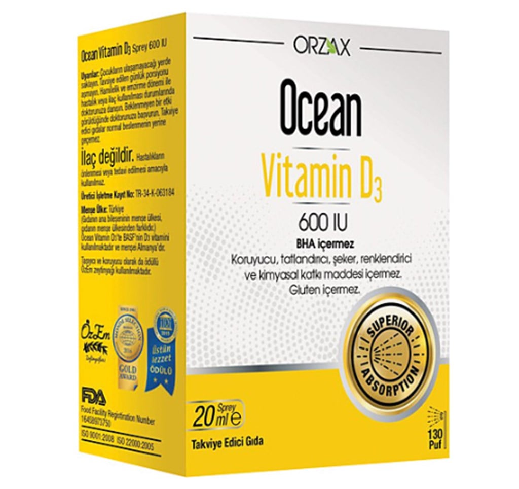 Ocean Vitamin D3 600 Iu 20 Sprey Ml