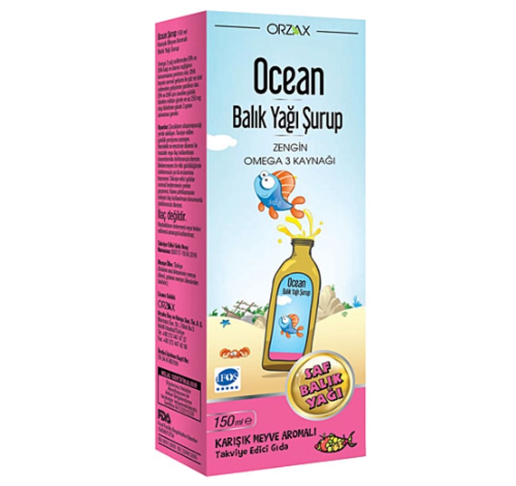 Orzax Ocean Balık Yağı Şurubu Karışık Tutti Frutti Kral Şakir 150ml