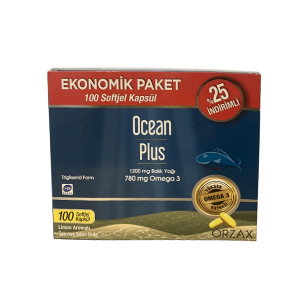 Orzax Ocean Plus Limon Aromalı Takviye Edici 100 Kapsül | Ekonomik Paket