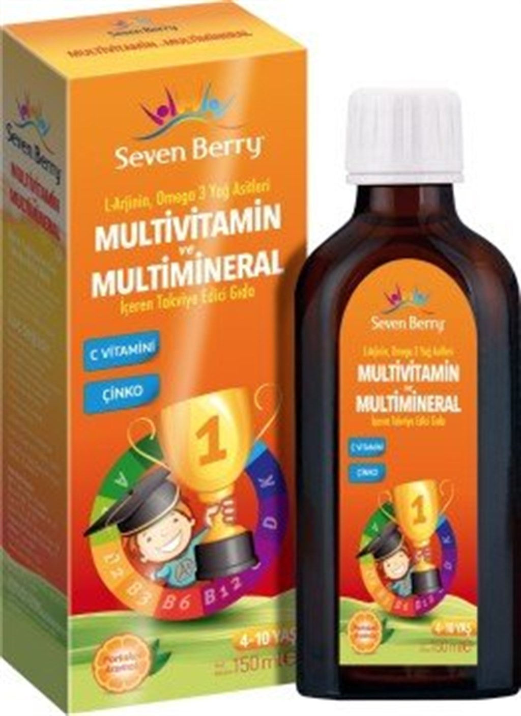 Seven Berry L Arginin&Omega 3 içeren Multivitamin Şurup Portakal Aromalı 150ml