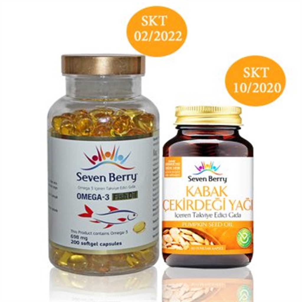 Seven Berry Omega 3 200 Softgel+ Sevenberry Kabak Çekirdeği 60 Kapsül