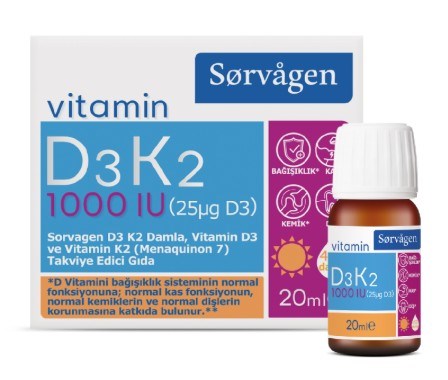 Sorvagen D3K2 Damla 1000 IU 20 ml