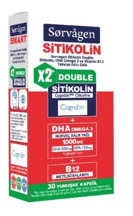 Sorvagen Double Sitikolin Dha Omega 3 ve B12 30 Kapsül