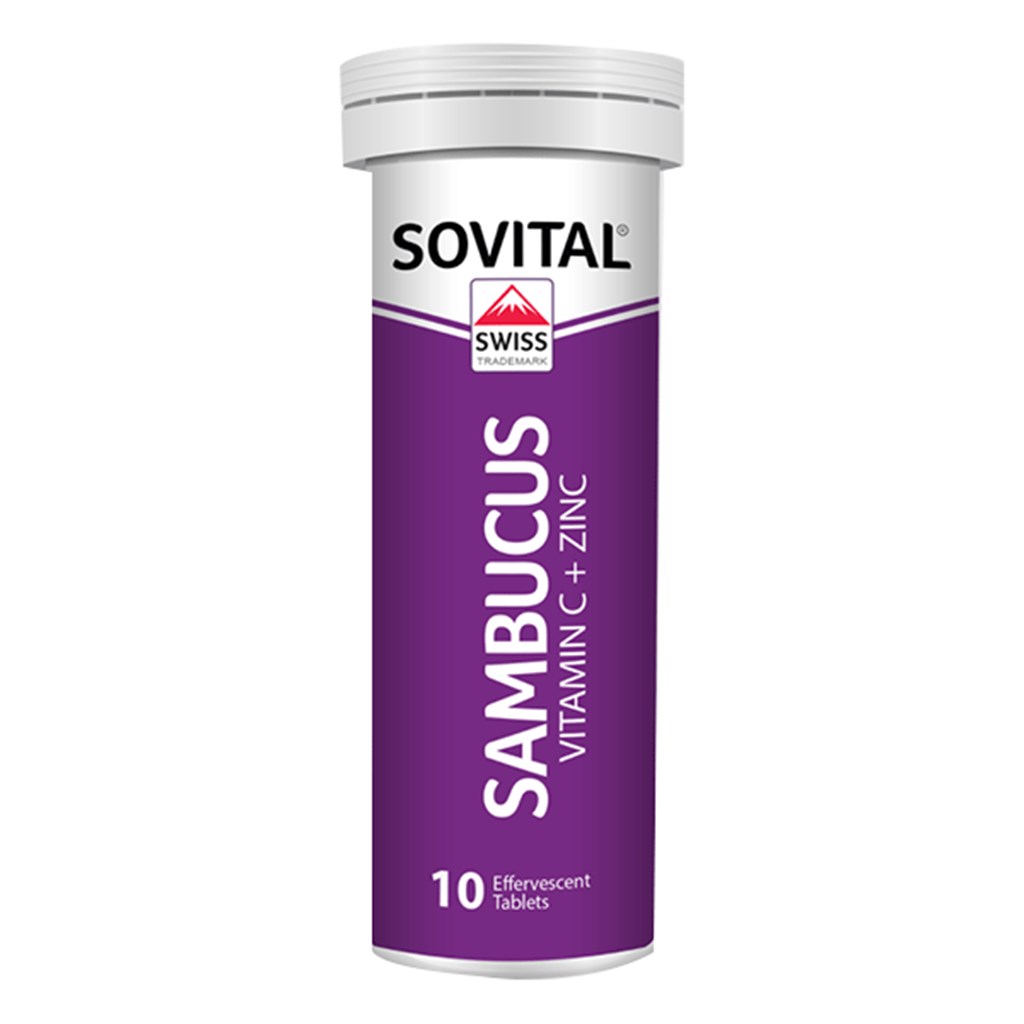 Sovital Effervescent Sambucus Vitamin C + Zinc 160 mg 10 Tablet