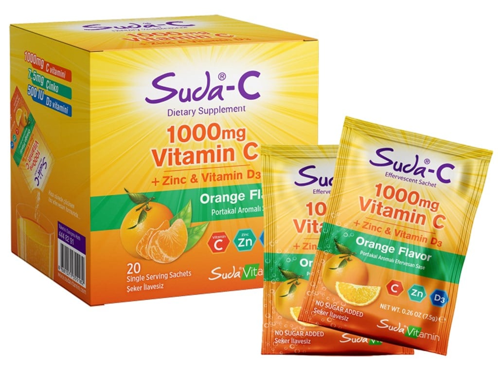 Suda-C Vitamin C 1000 mg + Zinc D3 20 Saşe
