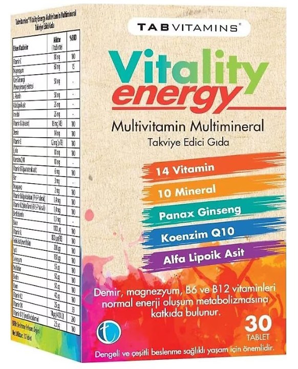 Tabvitamins Vitality Energy 30 Tablet
