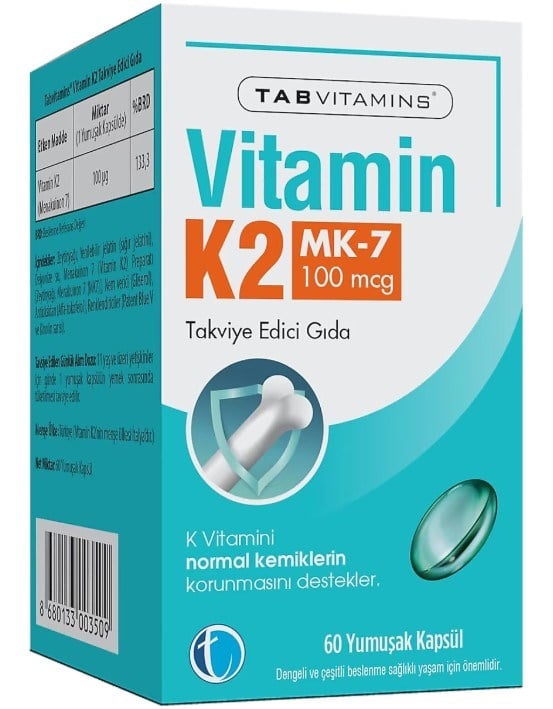 Tabvitamins Vitamin K2 MK-7 100 mcg 60 Yumuşak Kapsül