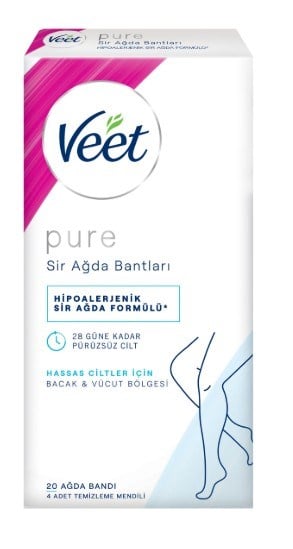 Veet Pure Bacak ve Vücut Bölgesi İçin Sir Ağda Bandı 20 Adet