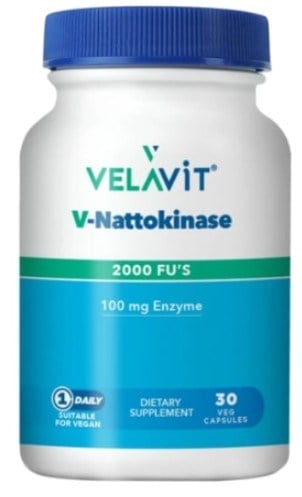 Velavit V-Nattokinasse 2000 Fu's 100 mg Enzyne 30 Kapsül