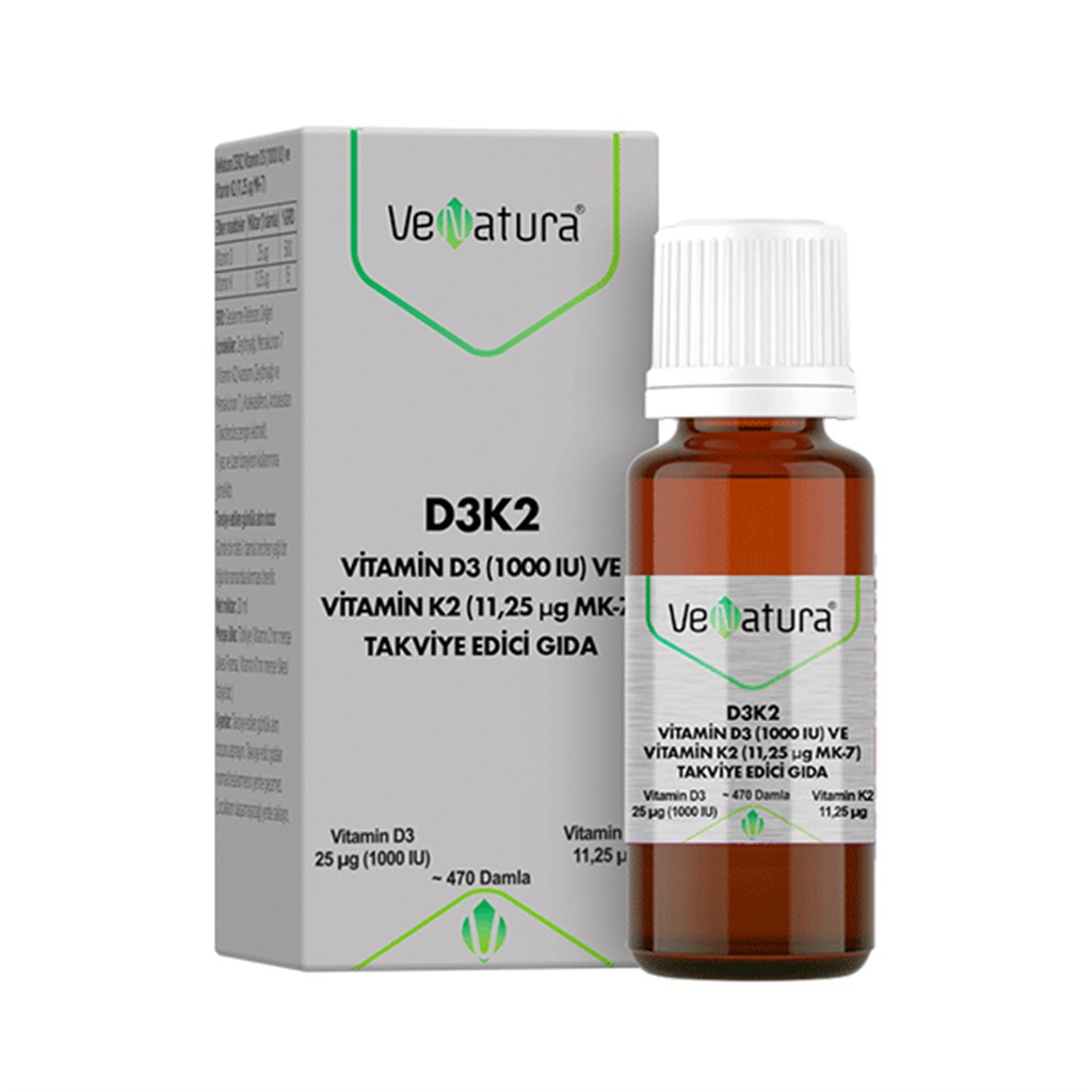 VeNatura Vitamin D3 Ve Menaquinon 7 (11,25 mcg) Takviye Edici Gıda