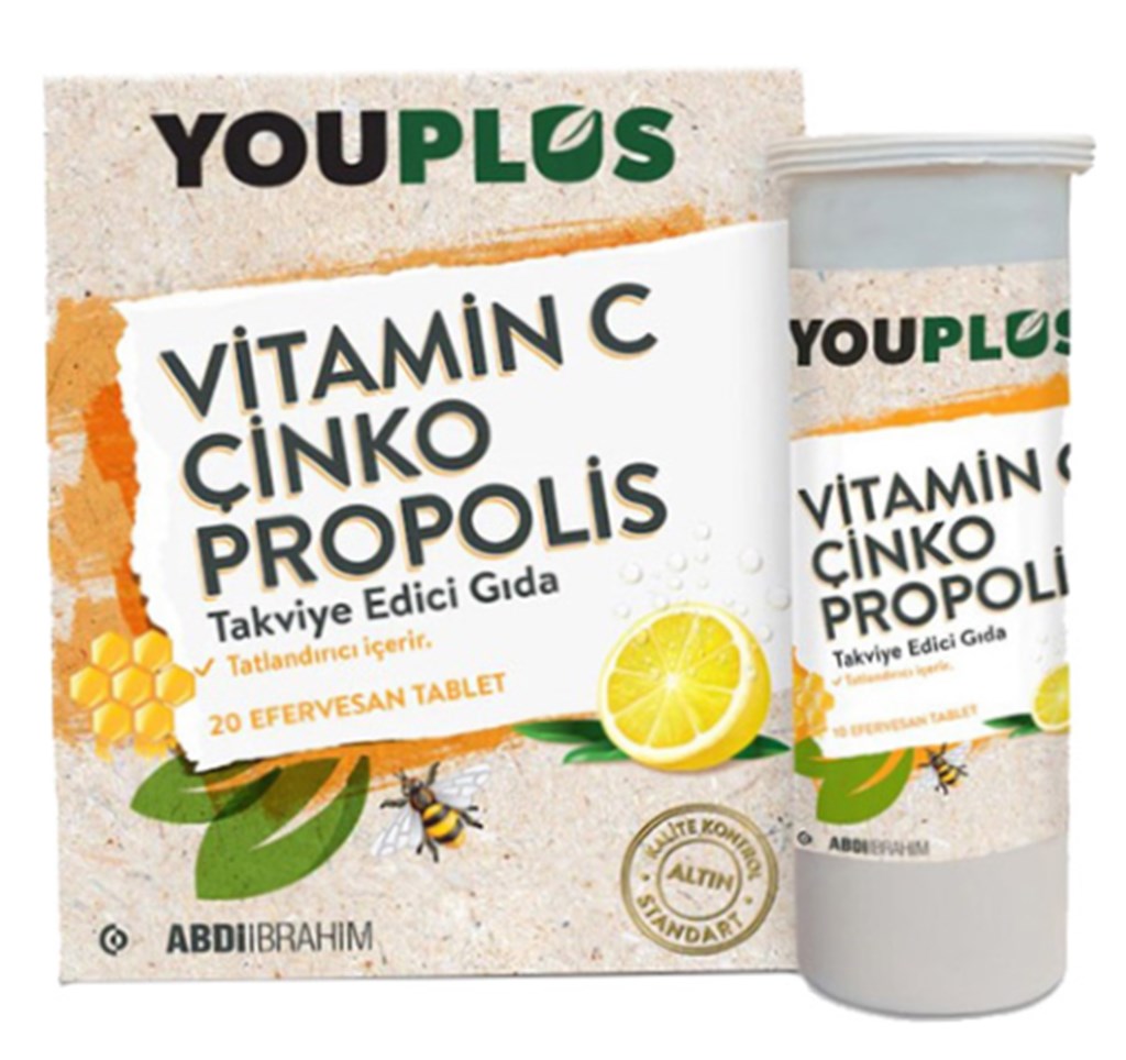 Youplus Vitamin C Çinko Vitamin ve Mineral 20 Efervesan Tablet