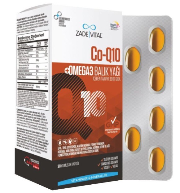 Zade Vital Koenzim Q10 Omega 3 Blister 30 Kapsül