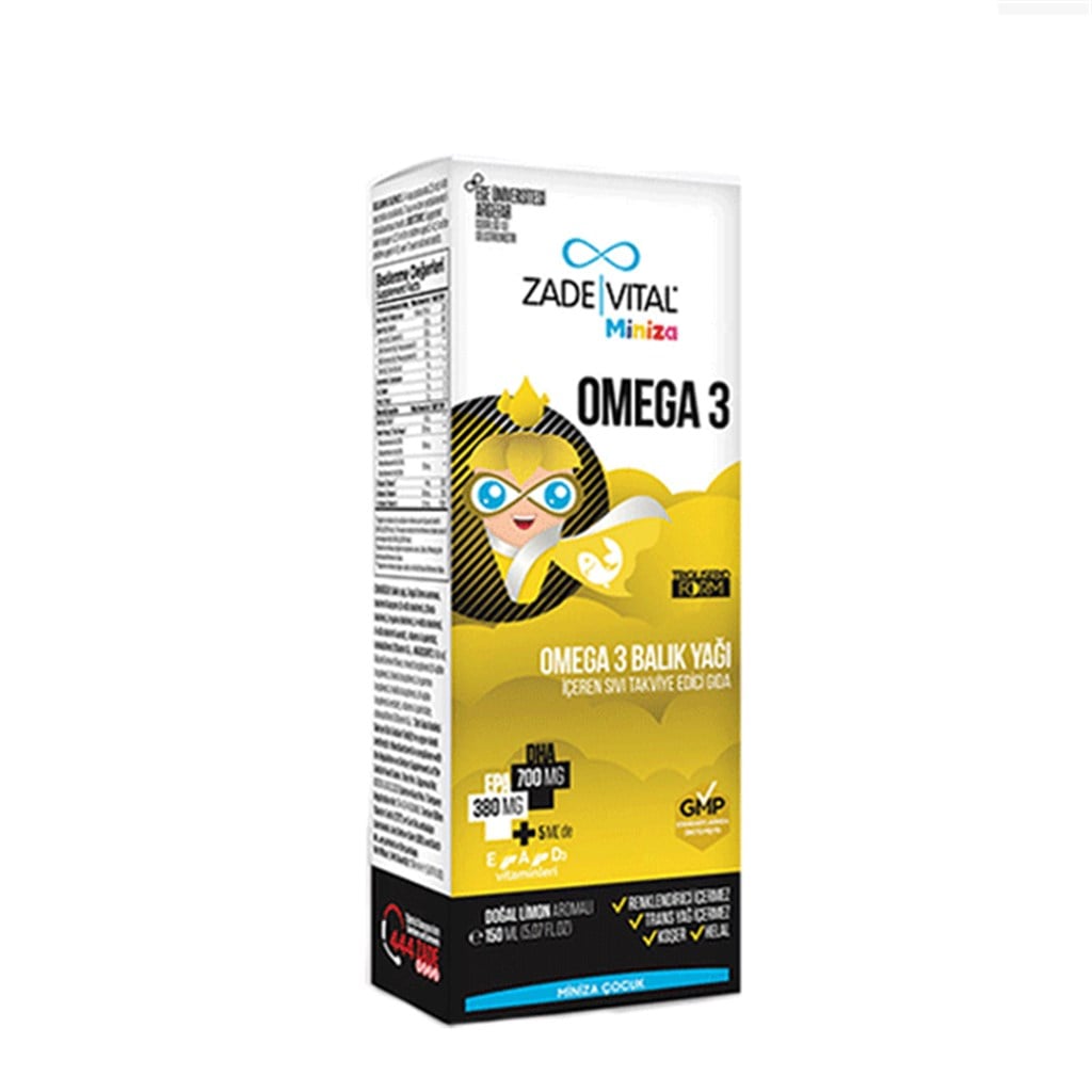 Zade Vital Miniza Omega 3 Balık Yağı Limon Aromalı 150 ml