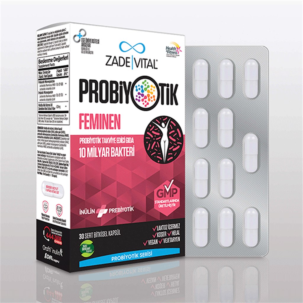 Zade Vital Probiyotik Feminen 30 Sert Bitkisel Kapsül