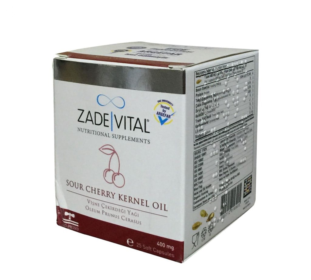 Zade Vital Vişne Çekirdeği Yağı 400 mg 25 Patlayan Kapsül