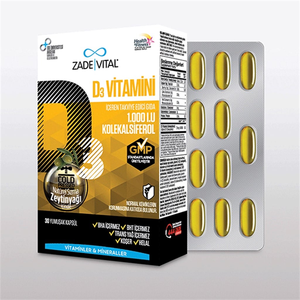 Zade Vital Vitamin D3 30 Yumuşak Kapsül