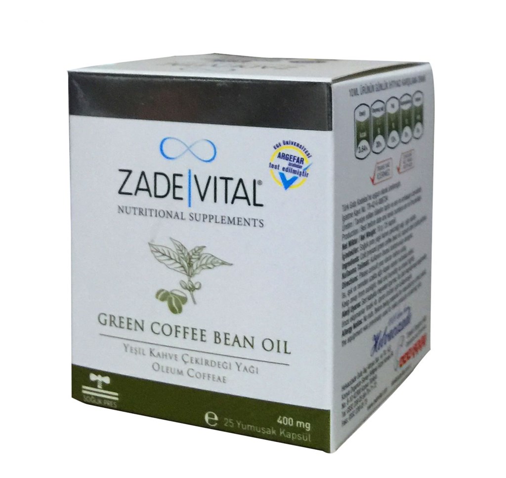 Zade Vital Yeşil kahve Çekirdeği Yağı 400 mg 25 Patlayan Kapsül