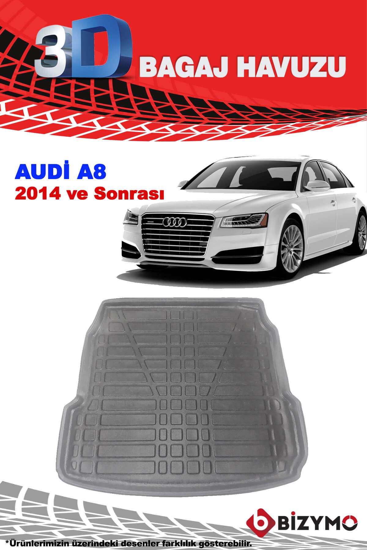 Audi A8 2014 ve Sonrası 3D Bagaj Havuzu Bizymo