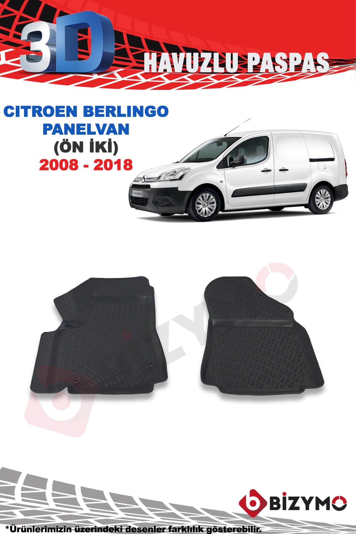 Citroen Berlingo Panelvan 2008-2018 3D Havuzlu Paspas Takımı Bizymo