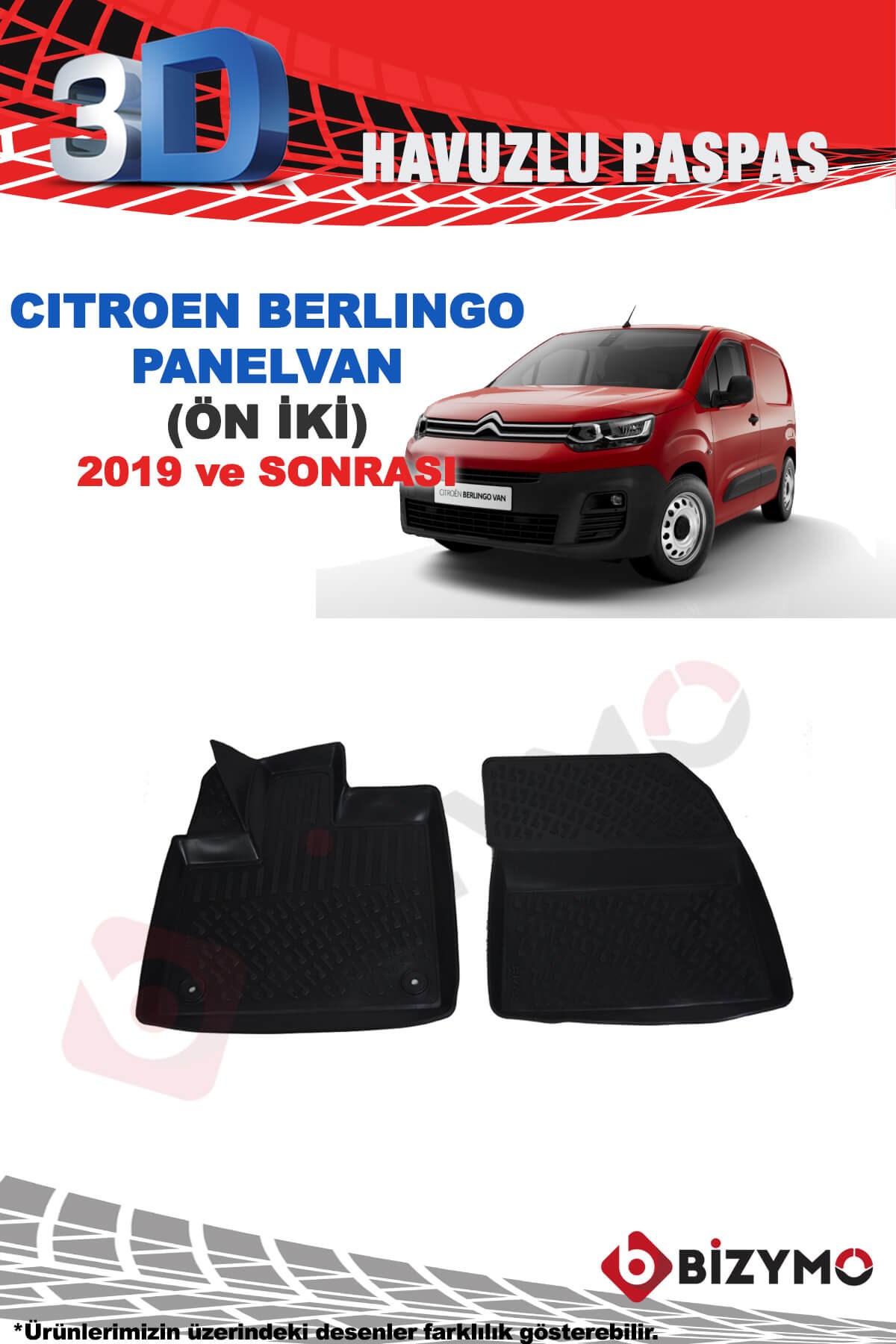 Citroen Berlingo Panelvan 2019+ 3D Havuzlu Paspas Takımı Bizymo