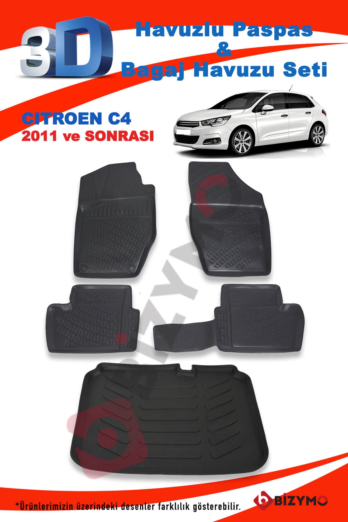 Citroen C4 2011 Ve Sonrası Paspas Ve Bagaj Havuzu Seti