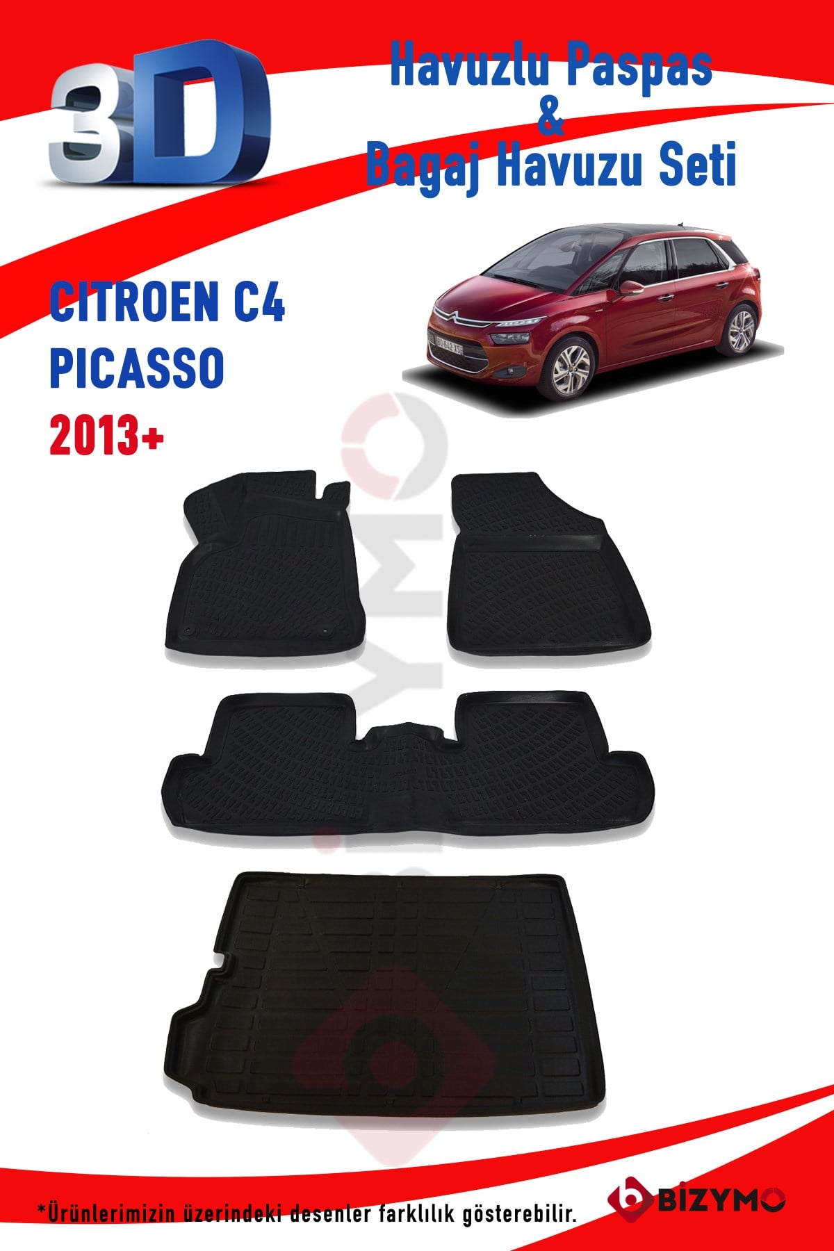 Citroen C4 Picasso 2013+ Havuzlu Paspas ve Bagaj Seti Bizymo