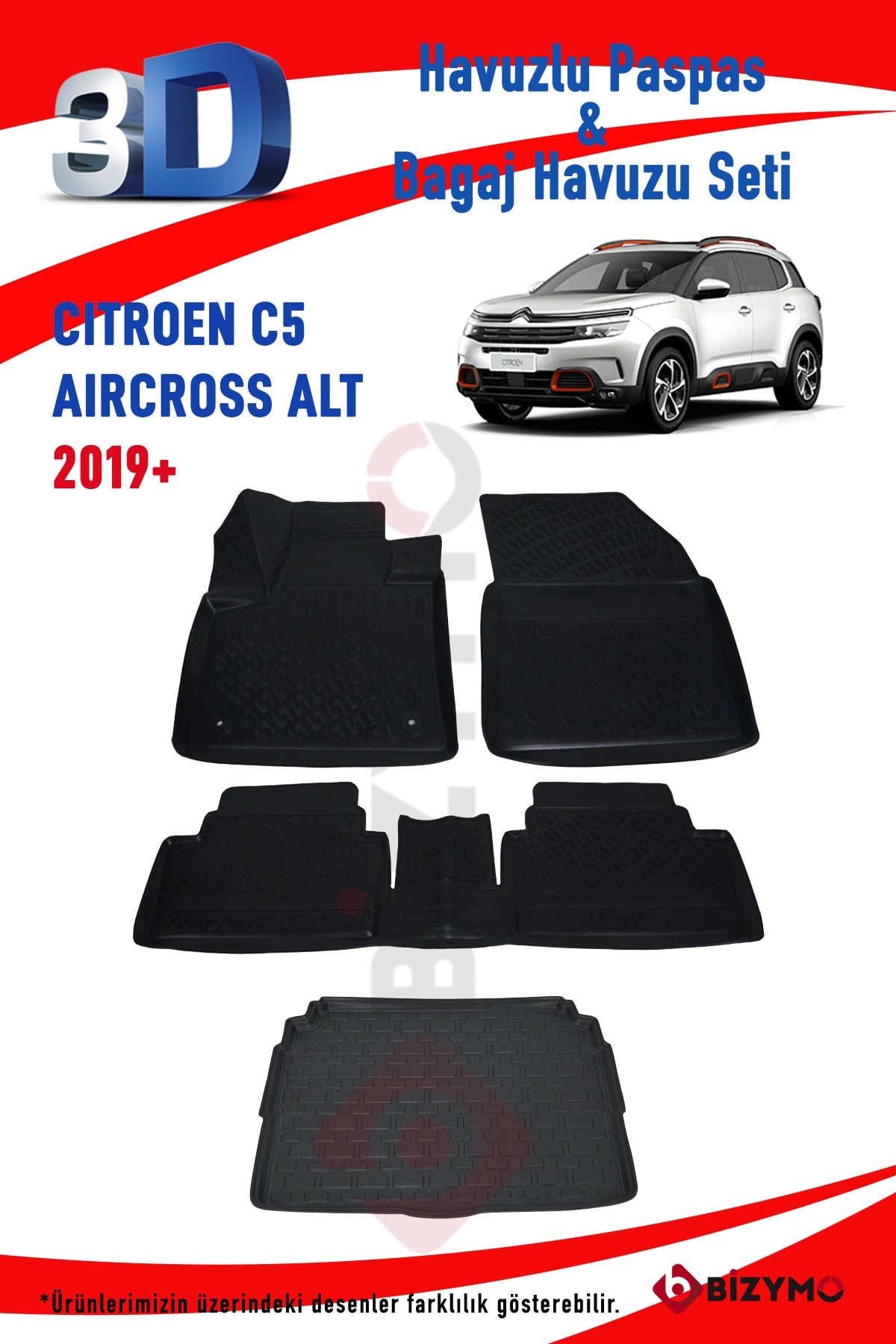 Citroen C5 Aircross 2019 ve Sonrası Paspas Ve Alt Bagaj Havuzu Set