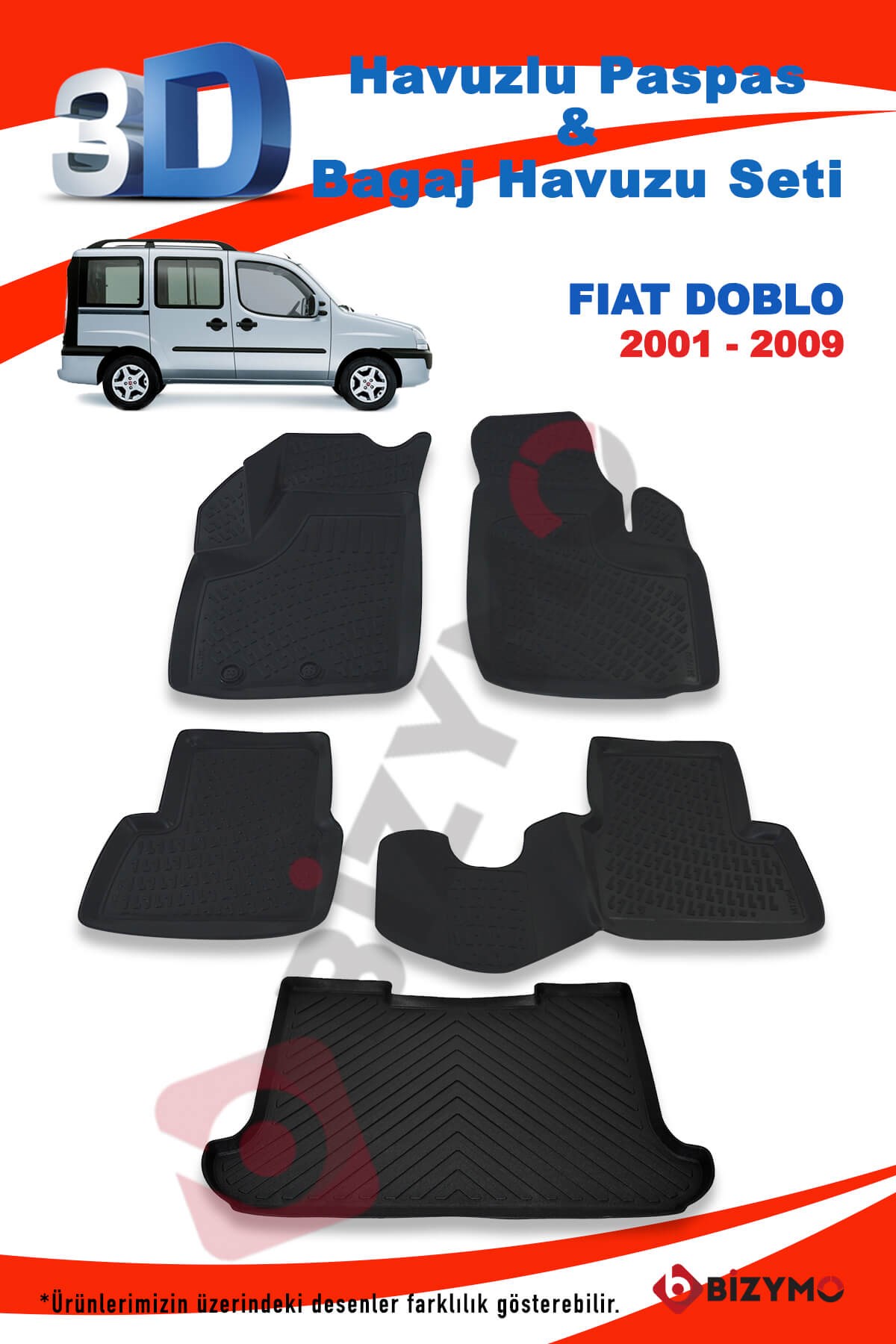 Fiat Doblo 2001-2009 Paspas Ve Bagaj Havuzu Seti