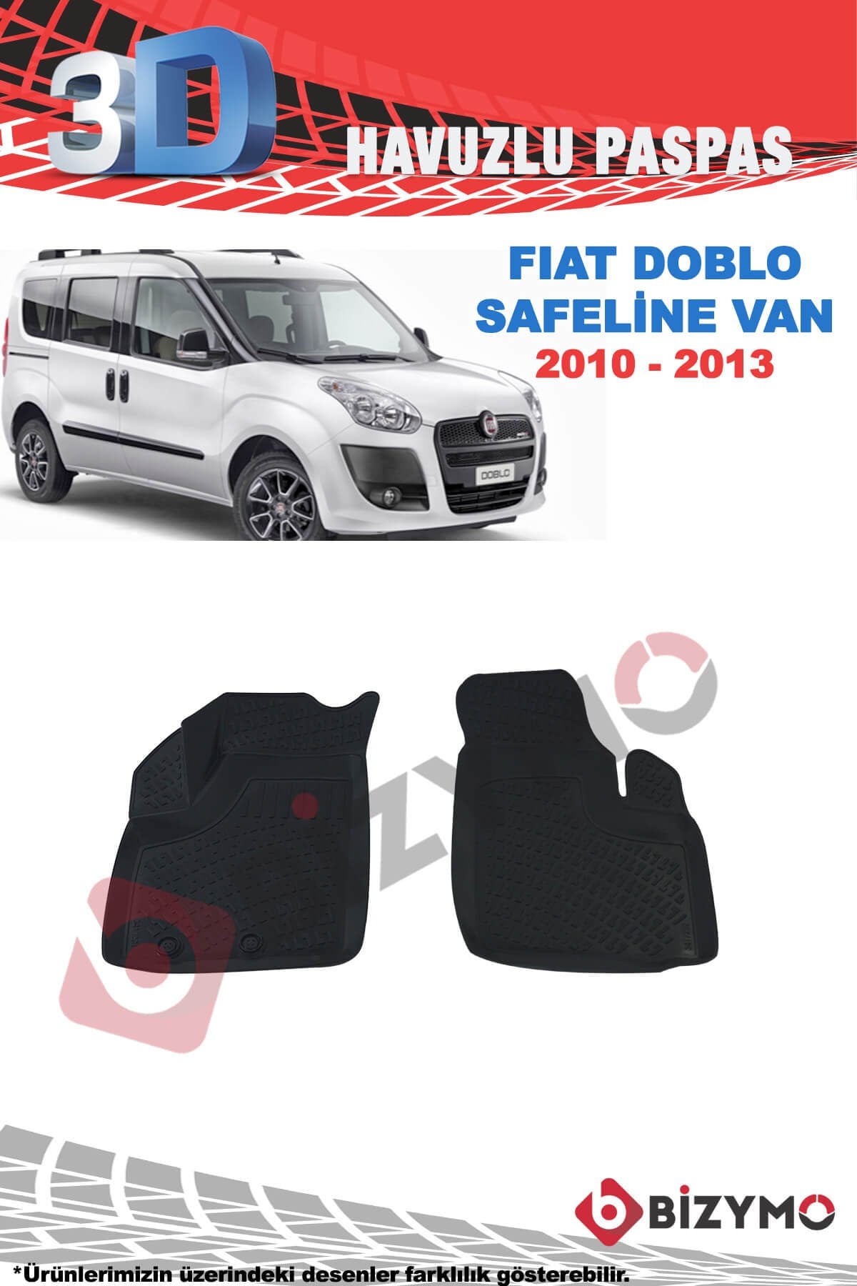 Fiat Doblo Safeline Van 2010-2013 3D Havuzlu Paspas Takımı Bizymo