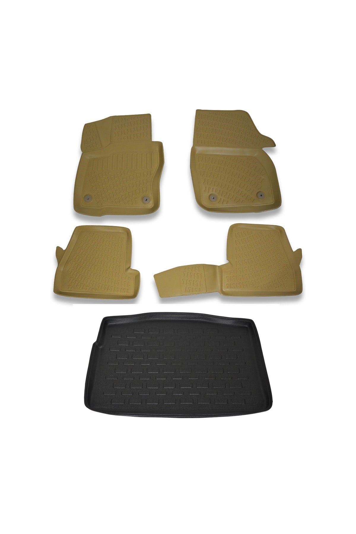 Ford Focus 3 Hb (İnce Stepne) 2011-2014 Bej Paspas ve Bagaj Havuzu Seti