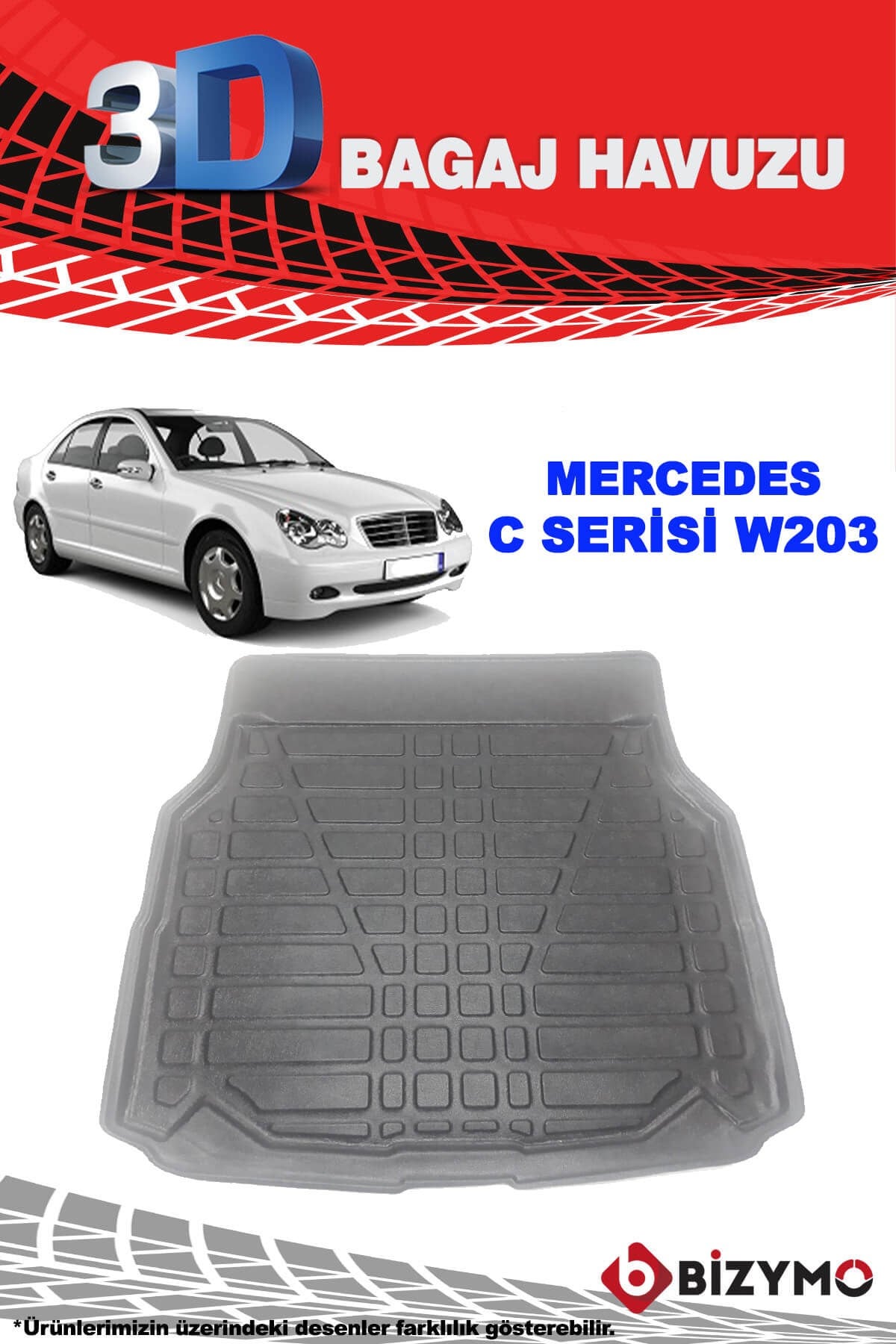 Mercedes C Serisi W203 2000-2007 3D Bagaj Havuzu Bizymo