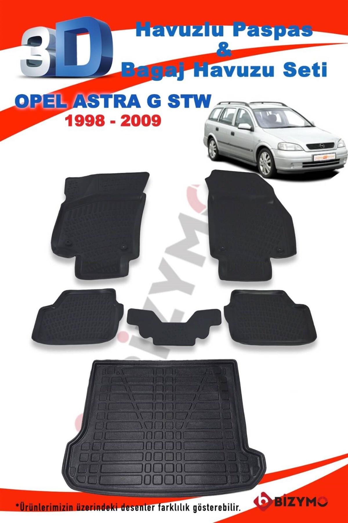 Opel Astra G Stw 1998-2009 3D Havuzlu Paspas ve Bagaj Havuzu