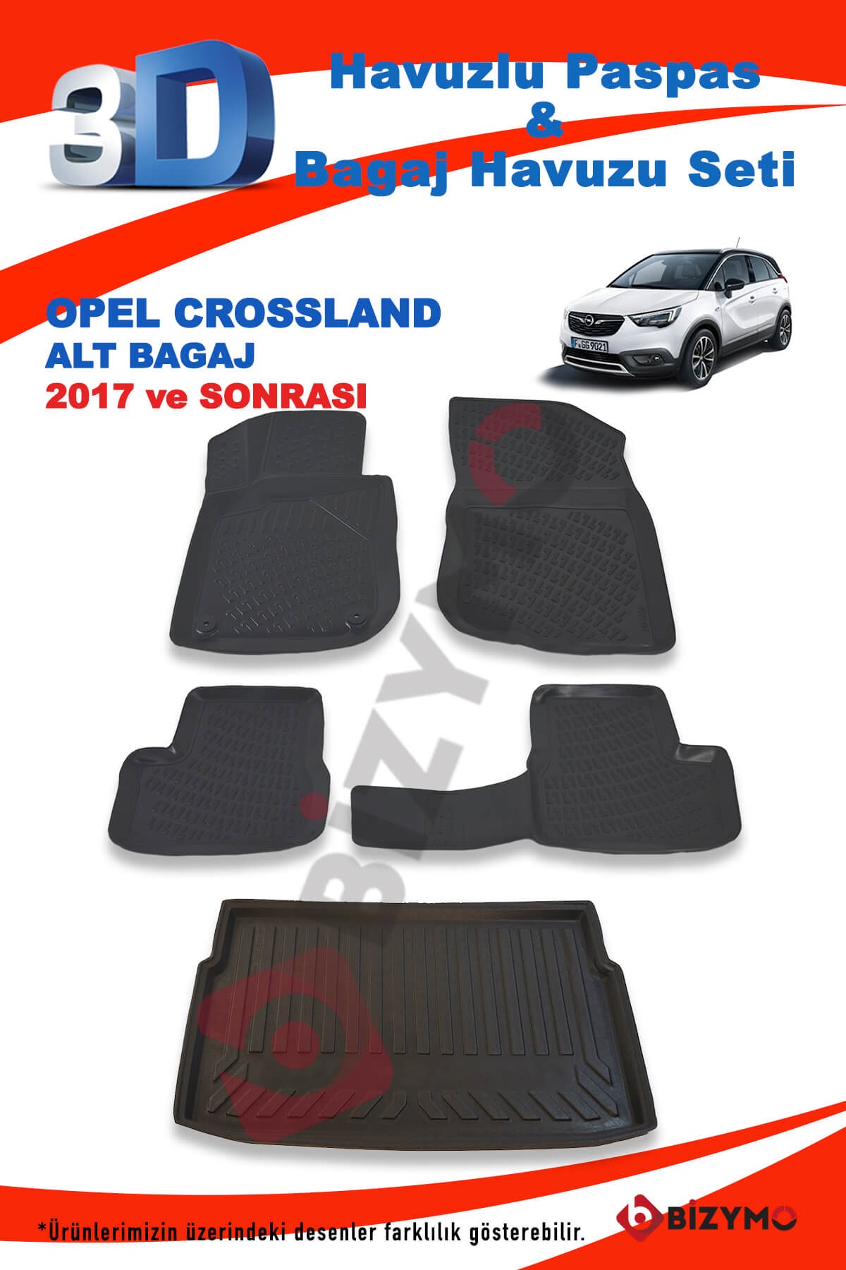 Opel Crossland Alt 2017 Ve Sonrası Paspas Ve Bagaj Havuzu Seti